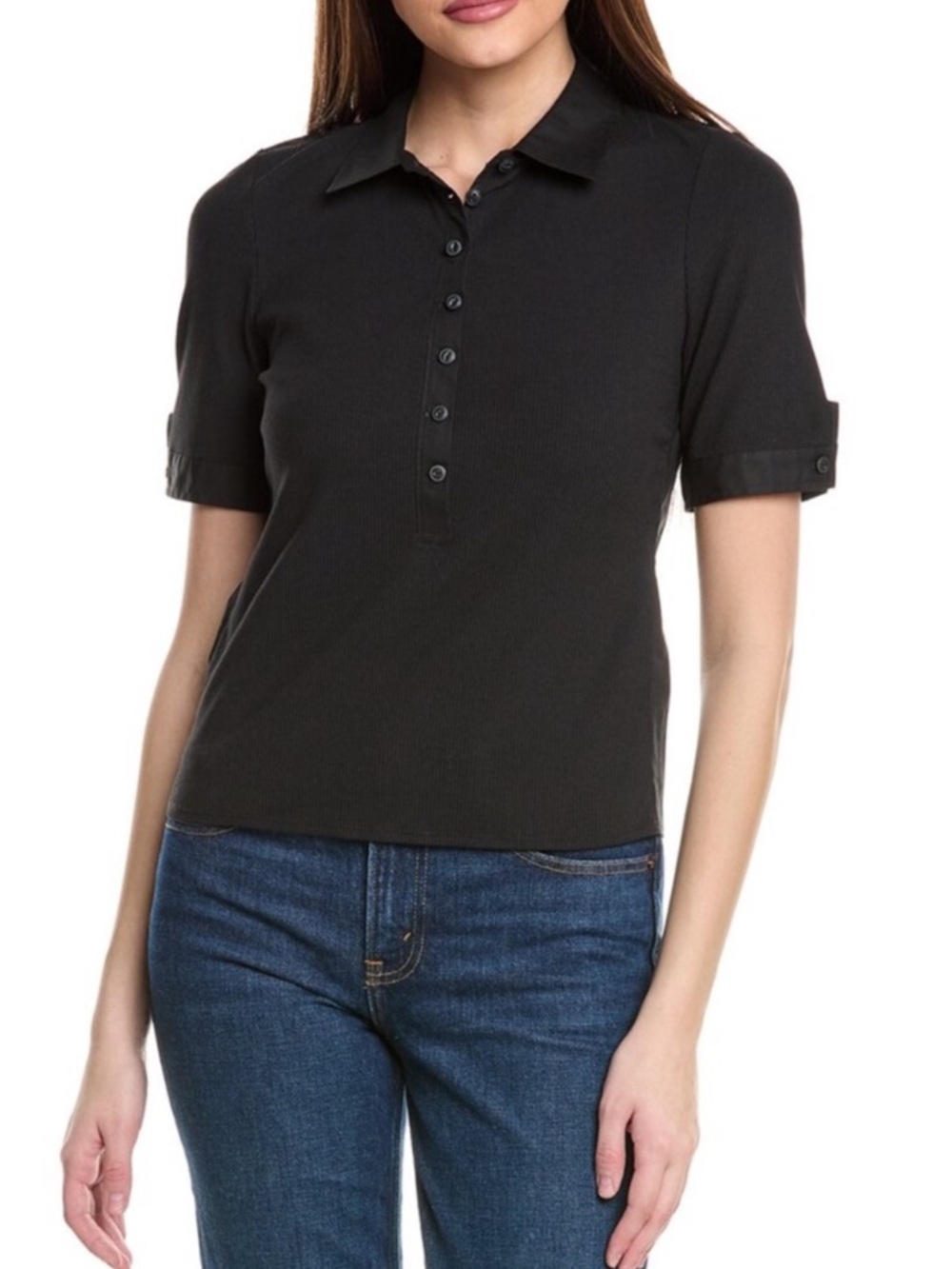 Rag and Bone Ribbed Quarter Button Up Polo